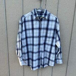 EMS‎ Blue Plaid Flannel Long Sleeve Button Shirt Medium
